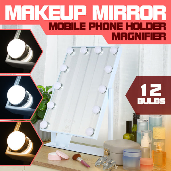 Hollywood Vanity Mirror Makeup Mirror with Dimmable lights 12 LED Bulbs - lolaluxeshop