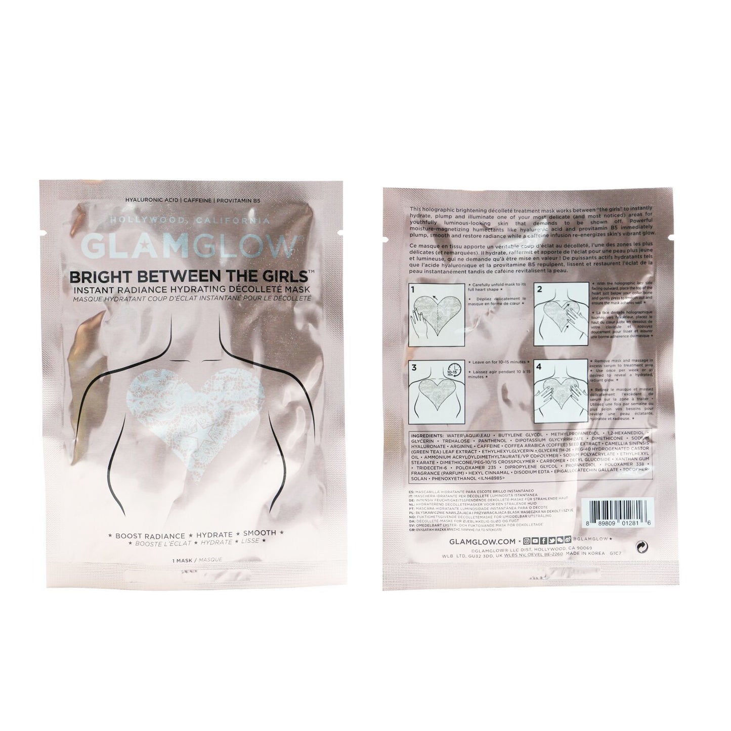 GLAMGLOW - Bright Between The Girls Instant Radiance Hydrating Decollete Mask G1C7 / 012816 1sheet - lolaluxeshop