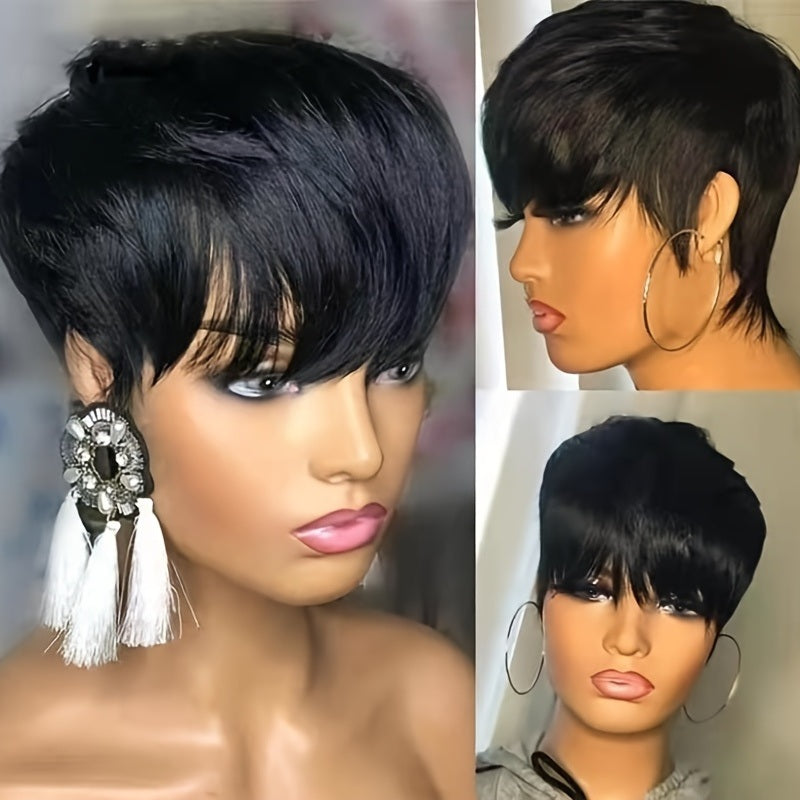 100% Human Hair Short Pixie Cut Wig; Silky Straight Pixie Cut Human Hair Wigs For Women Short Cut Wigs - lolaluxeshop