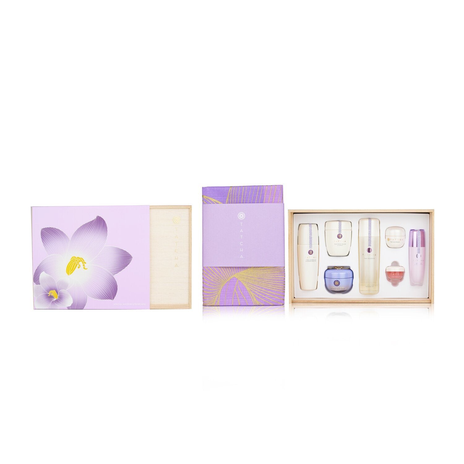 TATCHA - Special Edition Luxury Kiri Set: The Camellia Cleansing Oil, The Rice Polish, The Essence, The Dewy Skin Cream, The Silk Peon 5pcs - lolaluxeshop