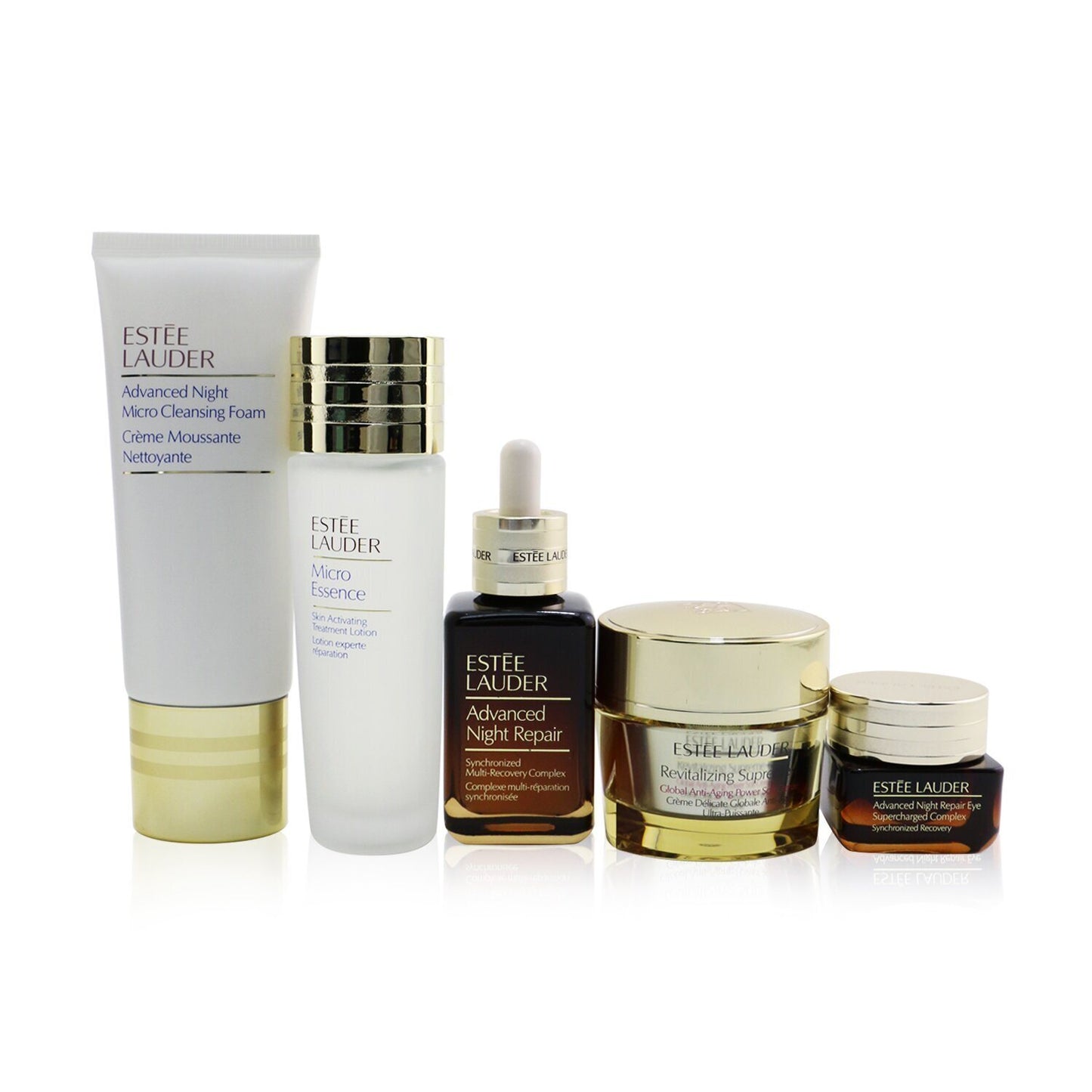 ESTEE LAUDER - Your Nightly Skincare Experts: ANR 50ml+ Revitalizing Supreme+ Soft Cream 50ml+ Eye Supercharged 15ml+ Micro Cleans... PLWM 5pcs - lolaluxeshop