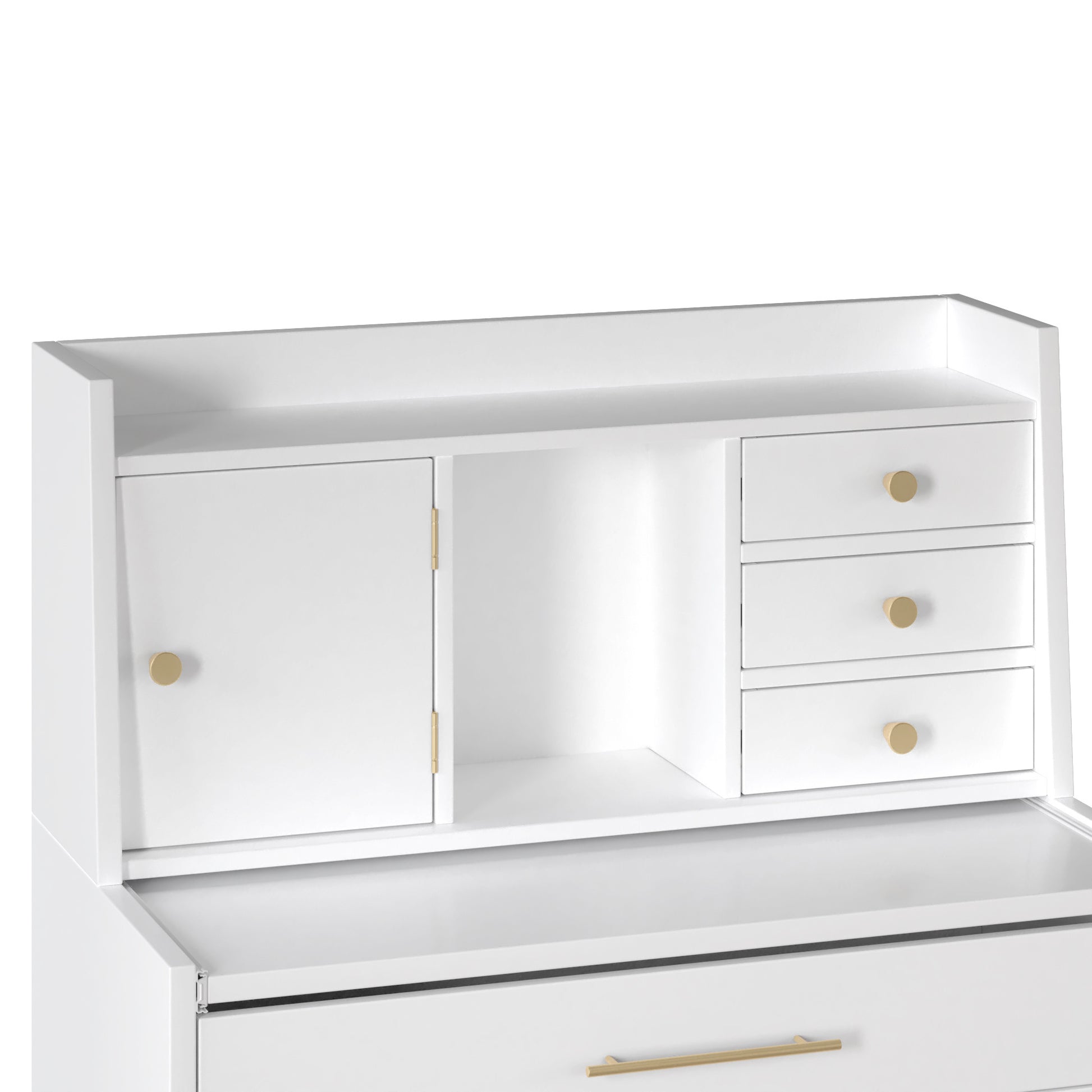 Vanity Makeup Table with Mirror and Retractable Table, Storage Dresser for Bedroom with 7 Drawers and Hidden Storage,White - lolaluxeshop