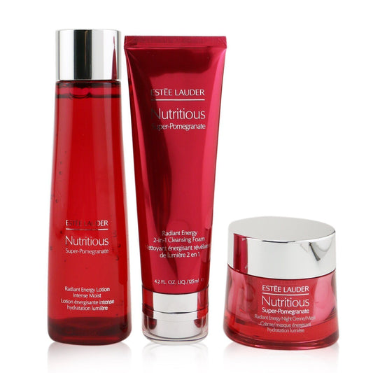 Estee Lauder - Nutritious Super-Pomegranate Overnight Radiance Collection: Cleansing Foam 125ml+Lotion Intense Moist 200ml+Night Creme 50ml - 3pcs - lolaluxeshop