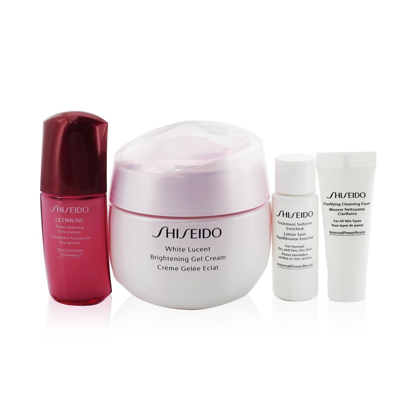 SHISEIDO - White Lucent Holiday Set: Gel Cream 50ml + Cleansing Foam 5ml + Softener Enriched 7ml + Ultimune Concentrate 10ml 1955950 4pcs - lolaluxeshop