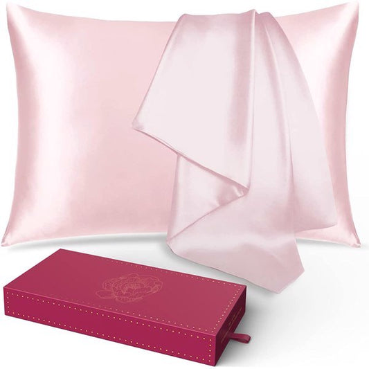 Silk Pillowcase for Hair and Skin 1 Pack, 100% Mulberry Silk & Natural Wood Pulp Fiber Double-Sided Design, Silk Pillow Covers with Hidden Zipper (standard size:20" x 26", light pink) - lolaluxeshop