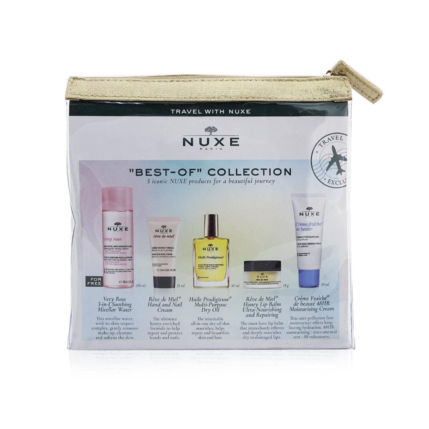 NUXE - "Best-Of" Collection: Very Rose Micellar Water+Reve De Miel Hand & Nail Cream+Huile Prodigieuse Multi-Purpose Dry Oil+Reve... 5pcs - lolaluxeshop