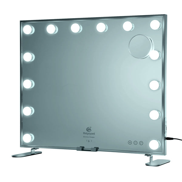 Vanity Mirror with 14 Dimmable Bulbs, 19.7x23.6inch, 3-Color Modes Cosmetic Mirror with 5X Magnification, USB/Type-C Output, Touch Control for Bedroom Bathroom Makeup Desk - lolaluxeshop