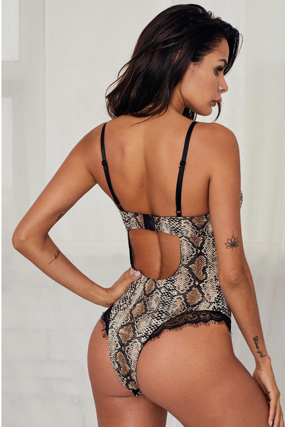 Spaghetti Strap Backless Leopard Printed Teddy - LOLA LUXE