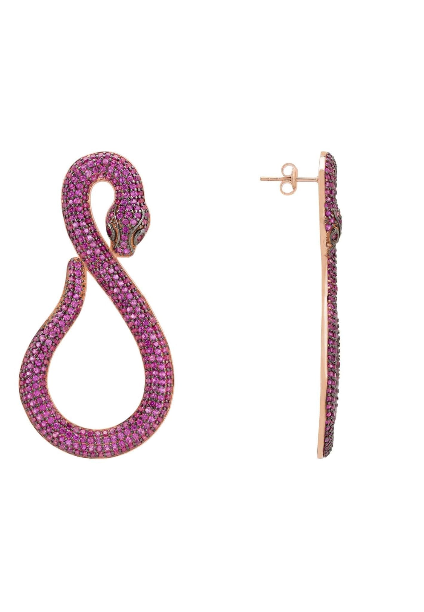 Asp Snake Drop Earrings Rosegold Ruby - lolaluxeshop