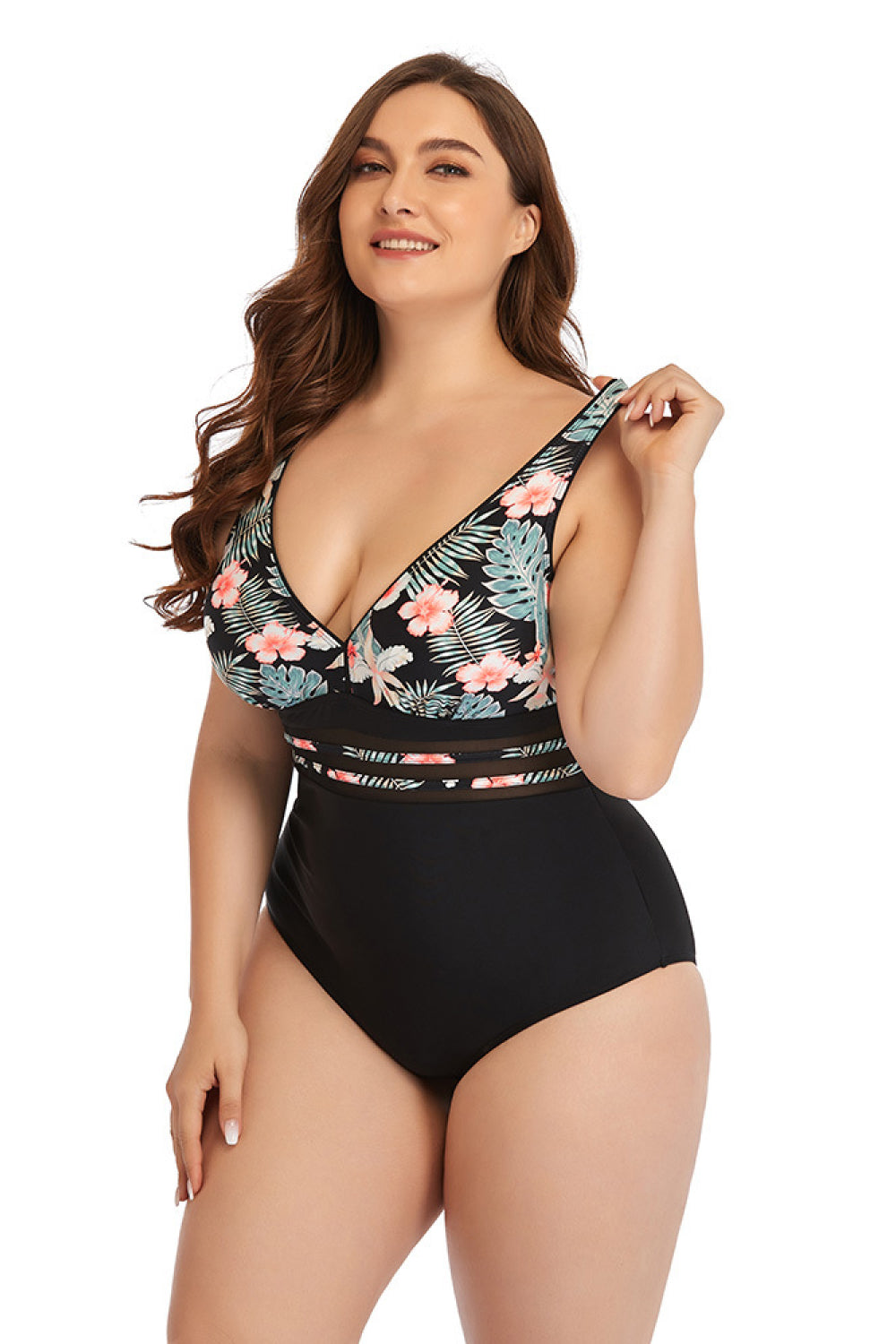 Floral Cutout Tie-Back One-Piece Swimsuit - LOLA LUXE