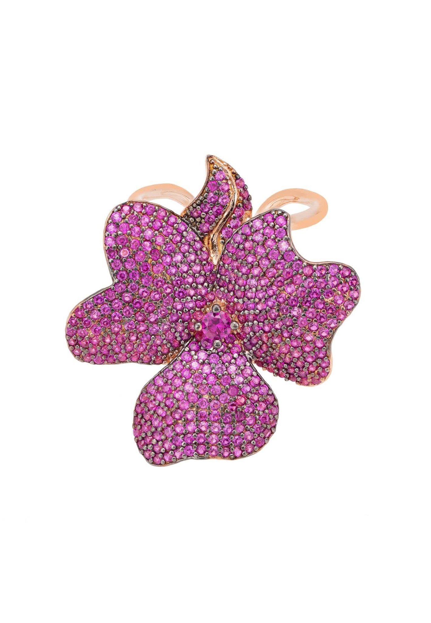 Flower Cocktail Ring Rosegold Ruby - lolaluxeshop