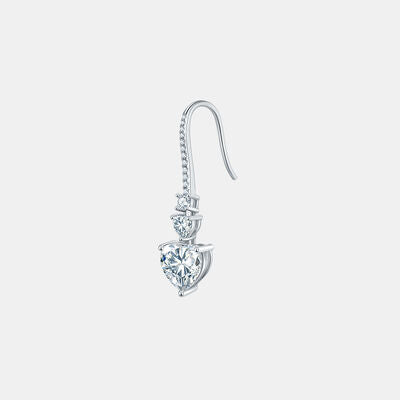 5.44 Carat 925 Sterling Silver Moissanite Heart Drop Earrings - lolaluxeshop