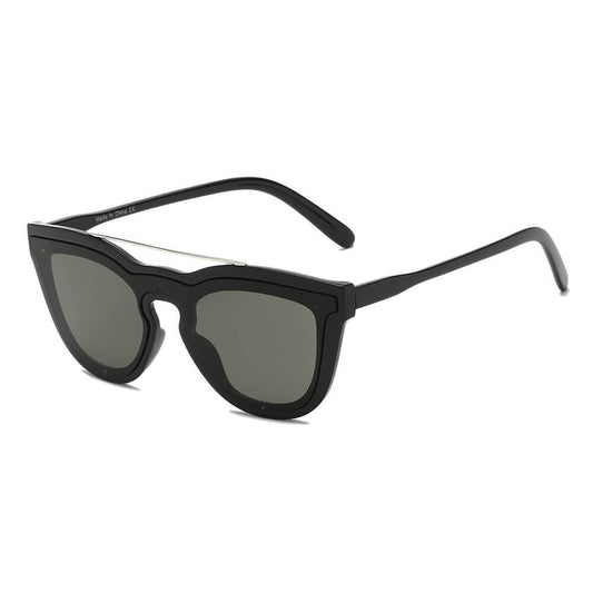 AIEA | Unisex Fashion Brow-Bar Single Flat Lens Round Sunglasses Circle - lolaluxeshop
