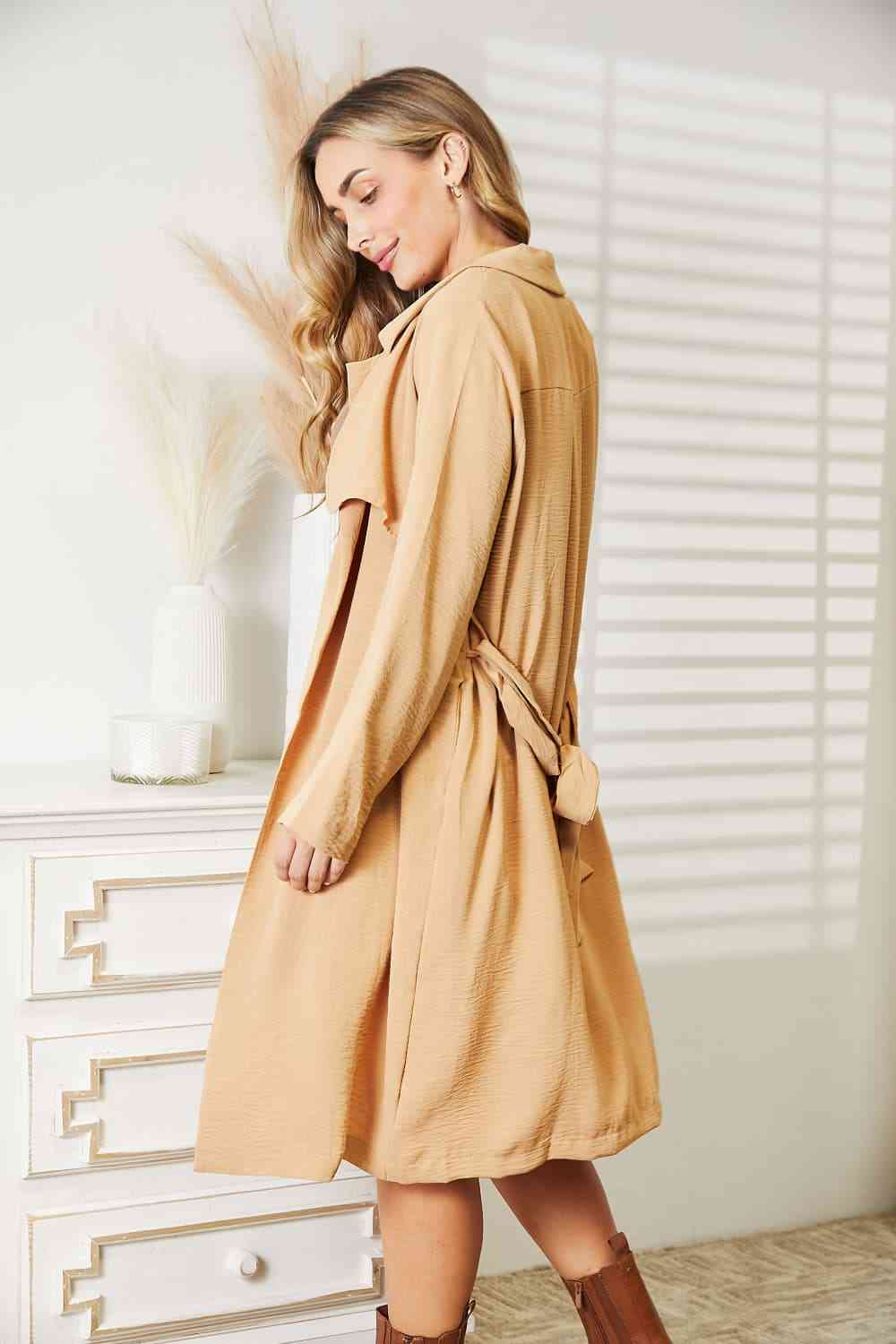 Culture Code Full Size Tied Trench Coat with Pockets - lolaluxeshop