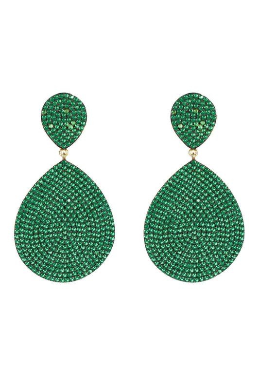 Monte Carlo Earrings Gold Emerald Zircon - lolaluxeshop