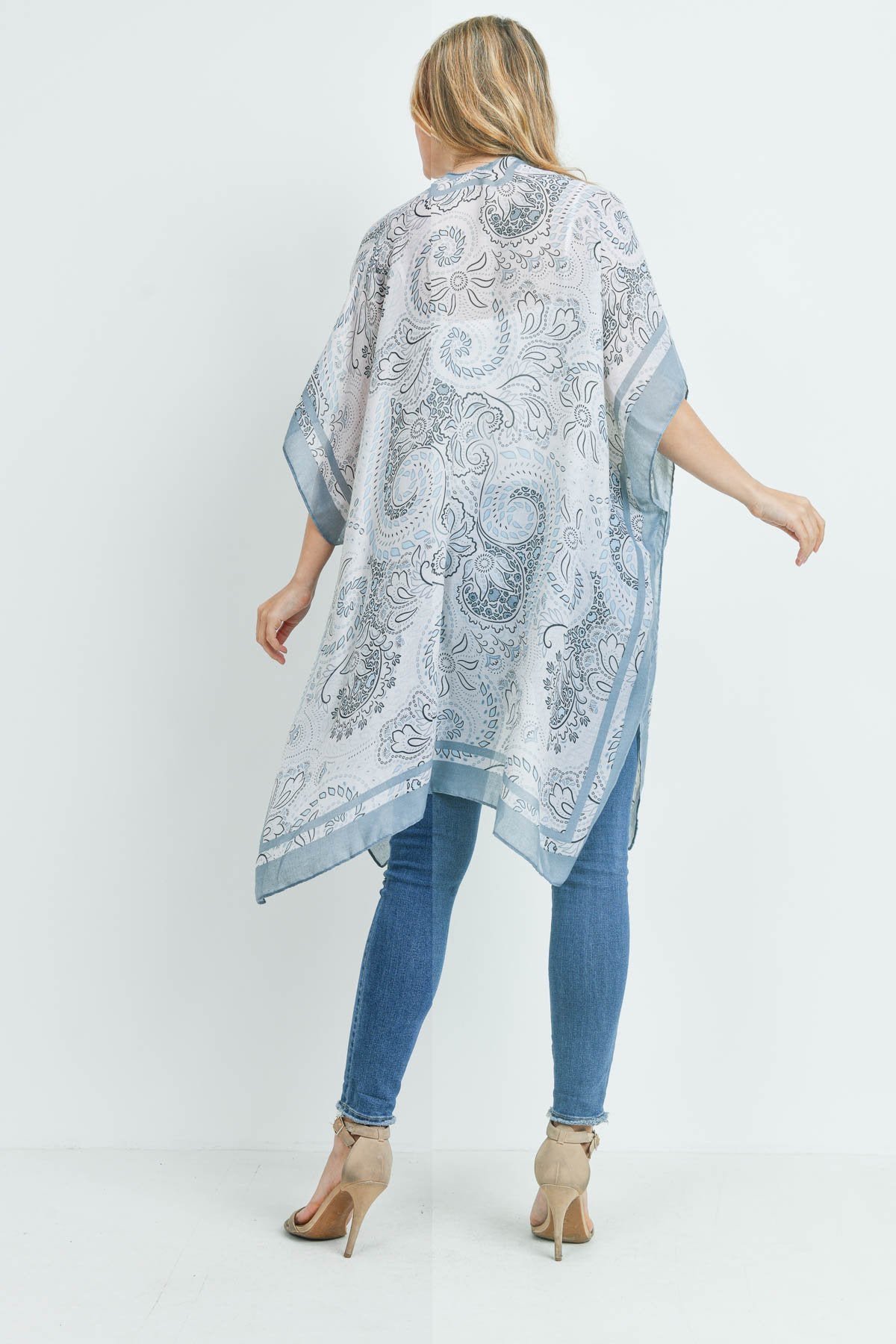 Ms0177sg - Sage Bohemian Print Kimono - LOLA LUXE