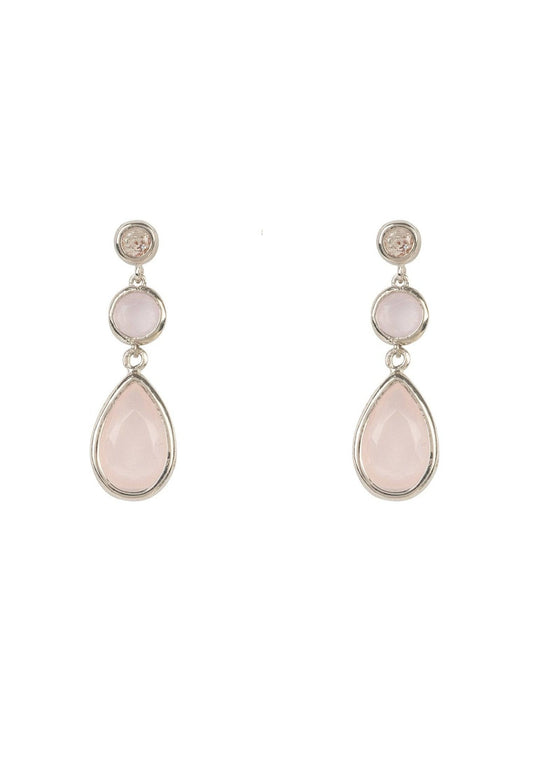 Tuscany Gemstone Drop Earring Silver Rose Quartz - lolaluxeshop