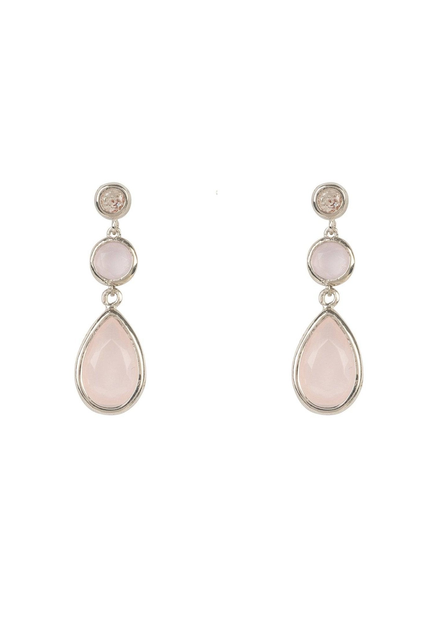 Tuscany Gemstone Drop Earring Silver Rose Quartz - lolaluxeshop