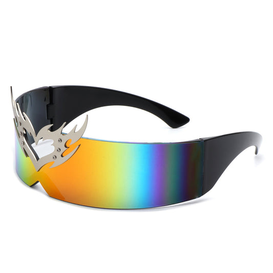Emberlynn - Futuristic Cyclops Wraparound Shield Translucent Crown Sunglasses - lolaluxeshop