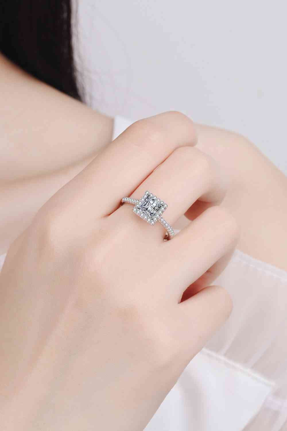 Sterling Silver Square Moissanite Ring - lolaluxeshop