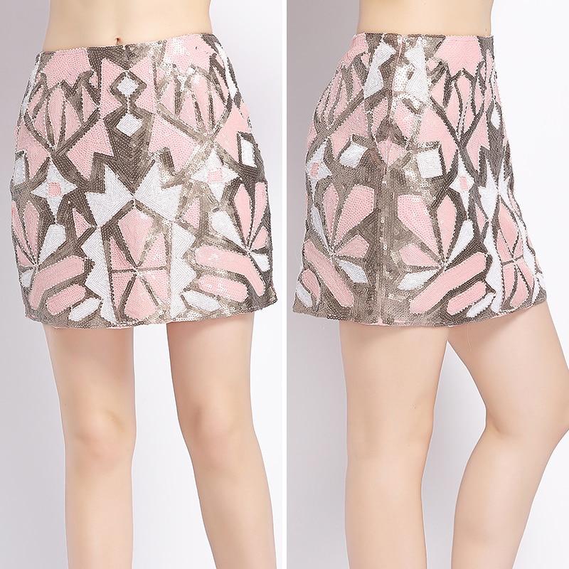 Geometric Color Block Beaded Sequin Skirt - LOLA LUXE