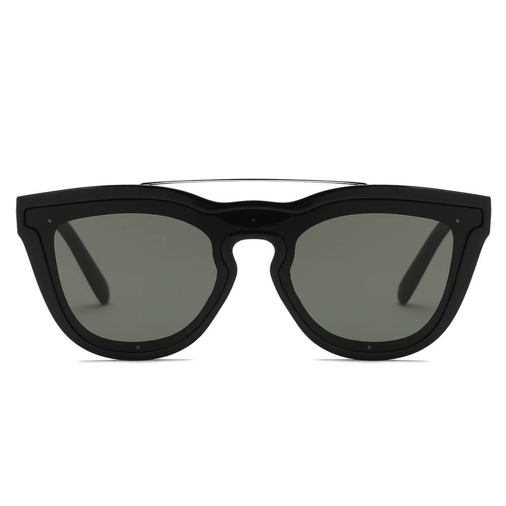 AIEA | Unisex Fashion Brow-Bar Single Flat Lens Round Sunglasses Circle - lolaluxeshop