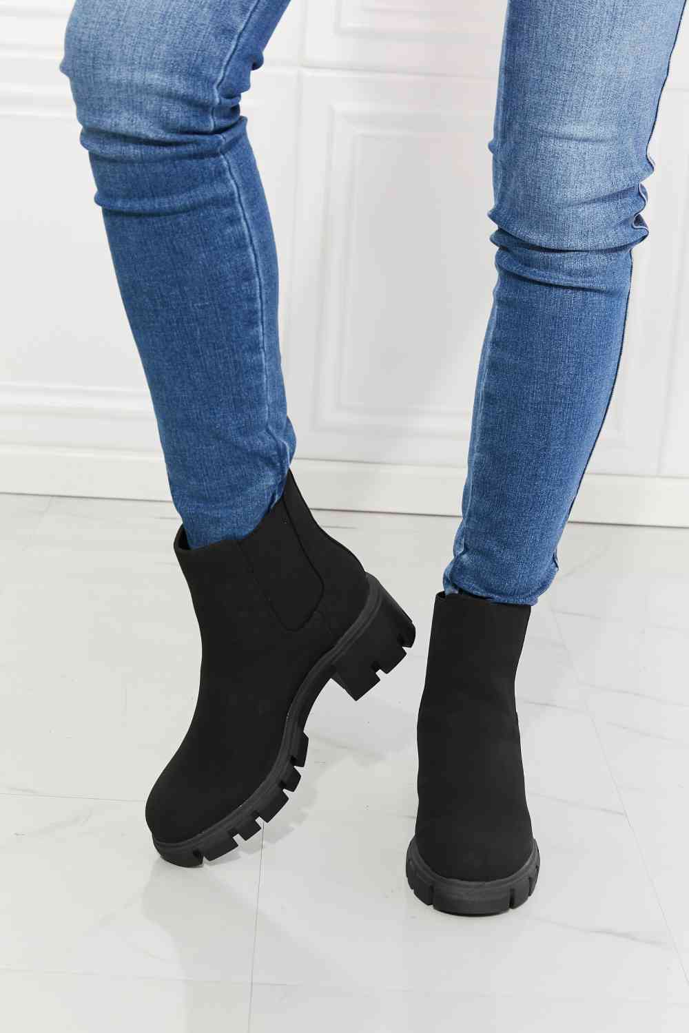 MMShoes Work For It Matte Lug Sole Chelsea Boots in Black - lolaluxeshop